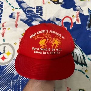 Vintage RARE Bobby Knight Indiana University Hoosiers Chair Throw Snapback Hat